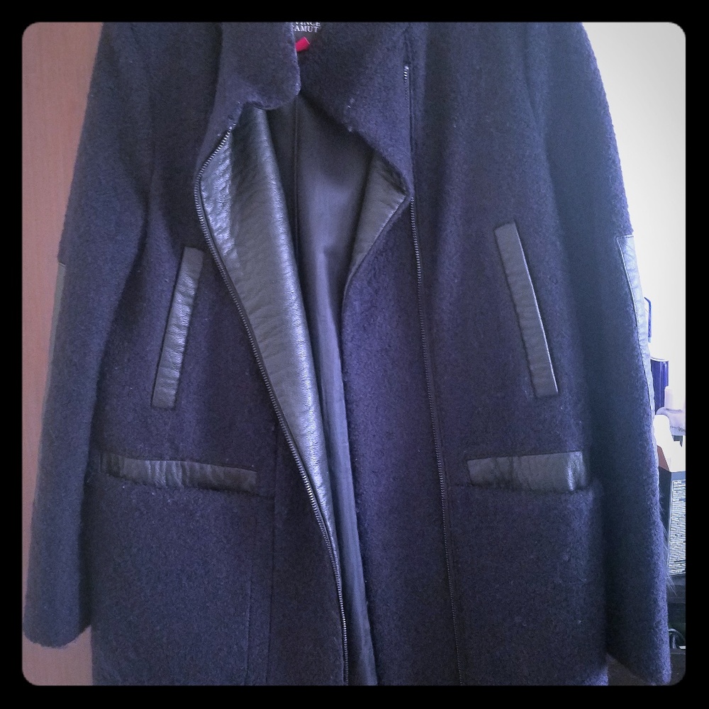 Vince Comuto wool coat with leather details
